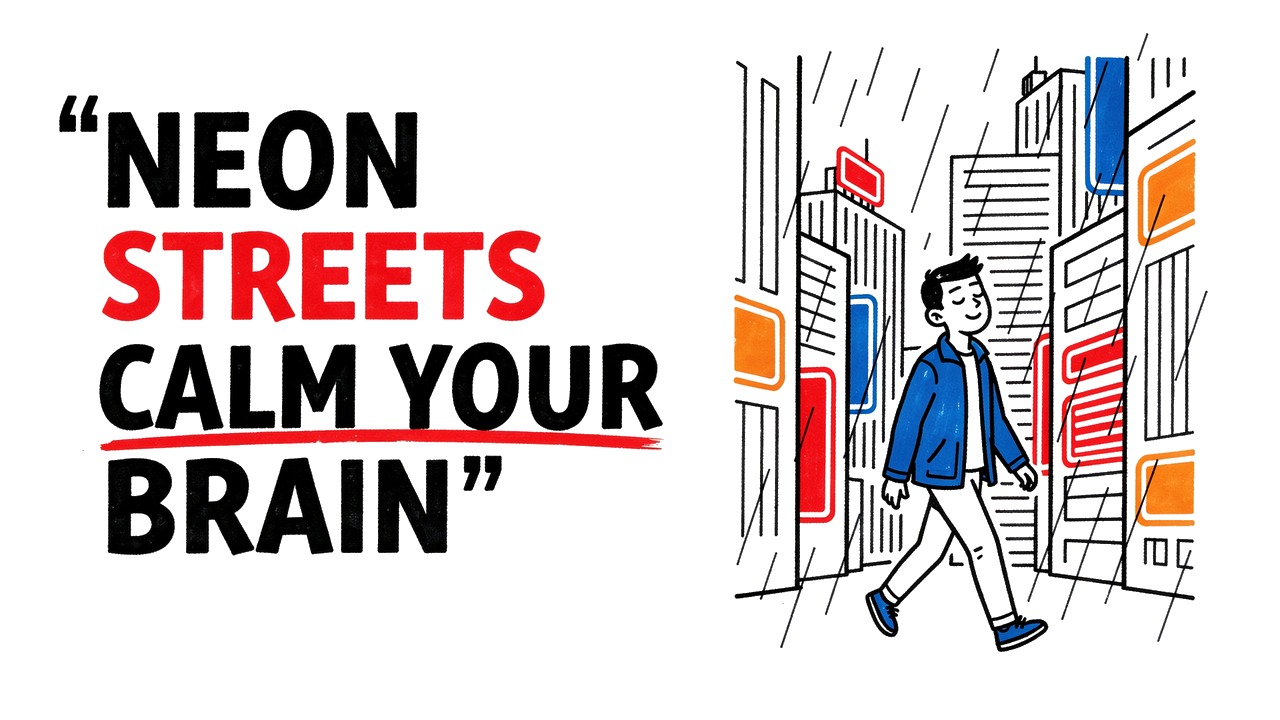 Whiteboard explainer: Why Walking Through a Cyberpunk City Feels So Calm
