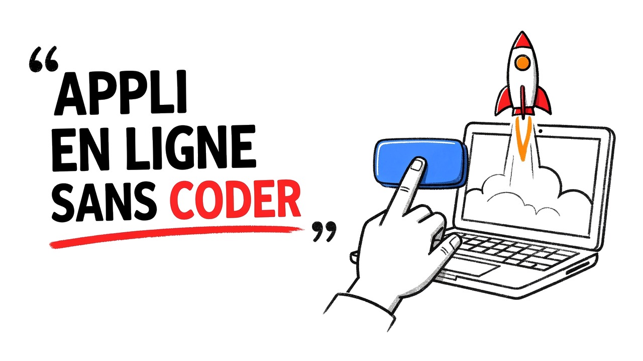 Whiteboard explainer: Crée une vraie appli web sans coder — en quelques clics