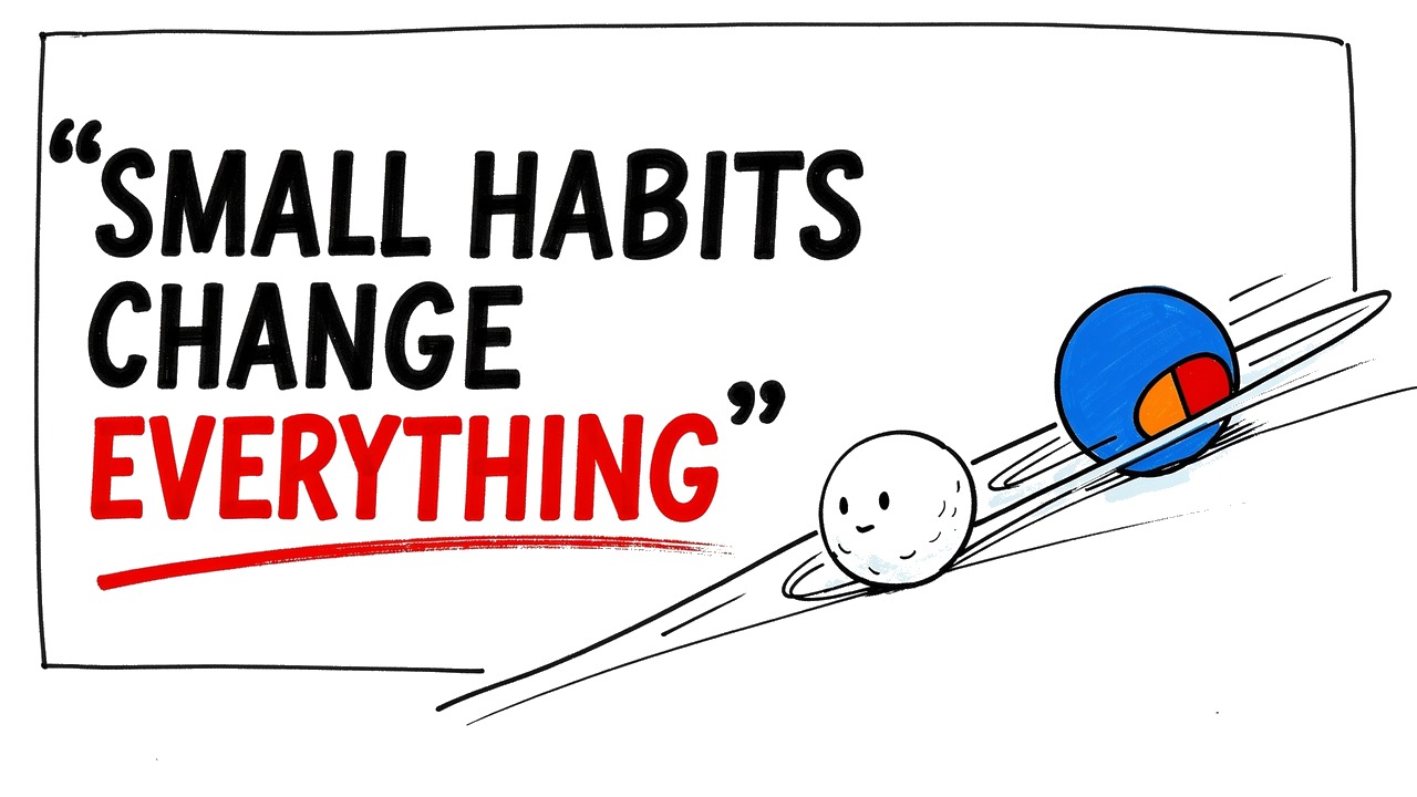 Whiteboard explainer: Why Tiny Daily Habits Beat Big Life Overhauls Every Time