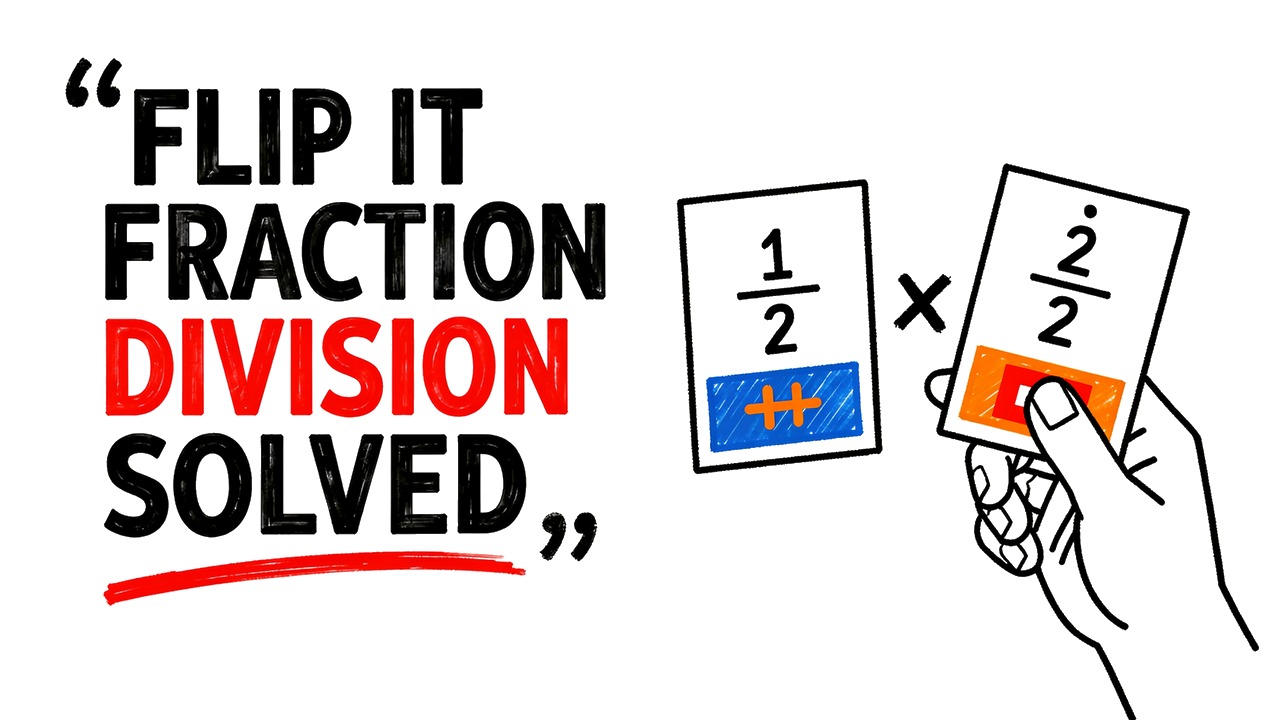 Whiteboard explainer: Why 3 Letters Make Fraction Division Effortless (KCF Method)